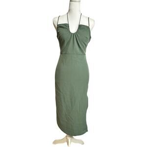 Sage green halter neck maxi dress